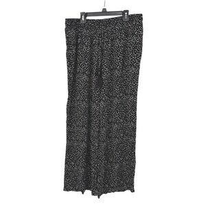 KATE & SAM Black White Dotted Wide Leg Pants Drawstring Tassel Size L
